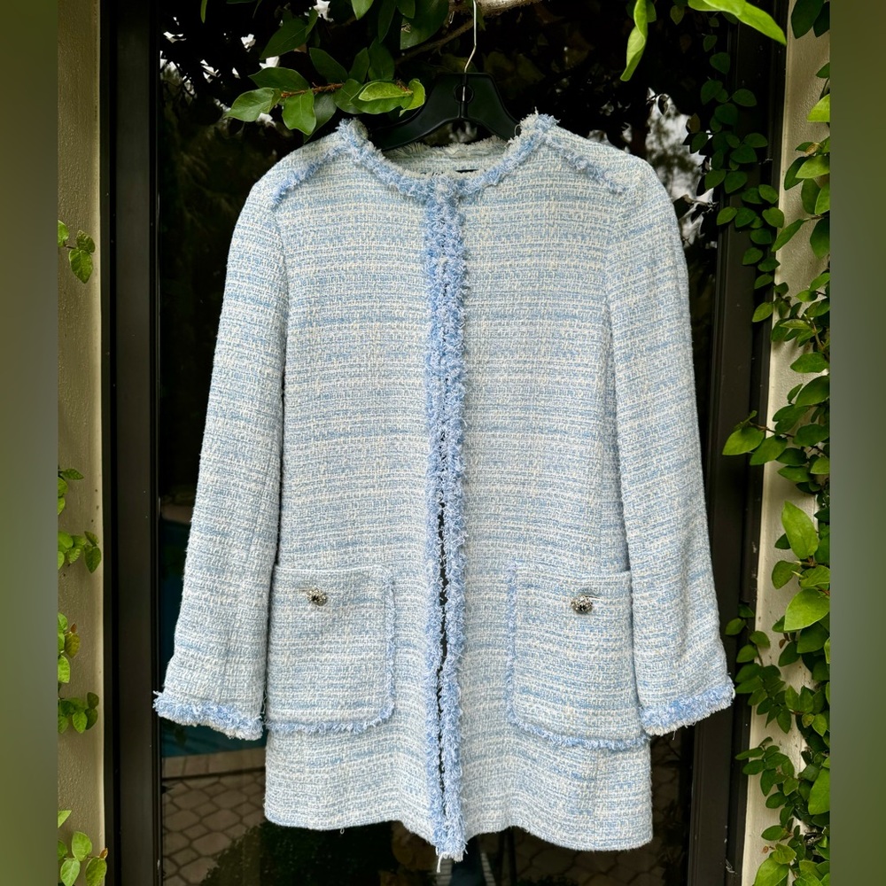 Blue and White Tweed Jacket by Zara